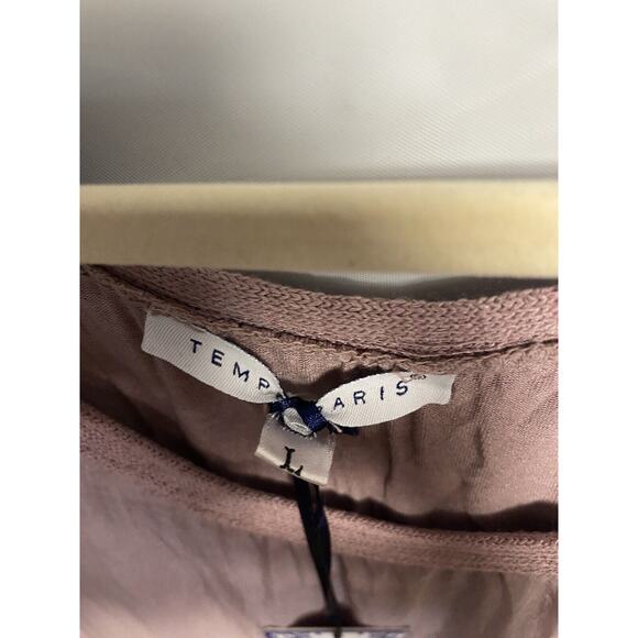 NWT Temp Paris 100% Silk Pullover Hi-low Blouse Lined Long Sleeve Mauve Large - Picture 4 of 4